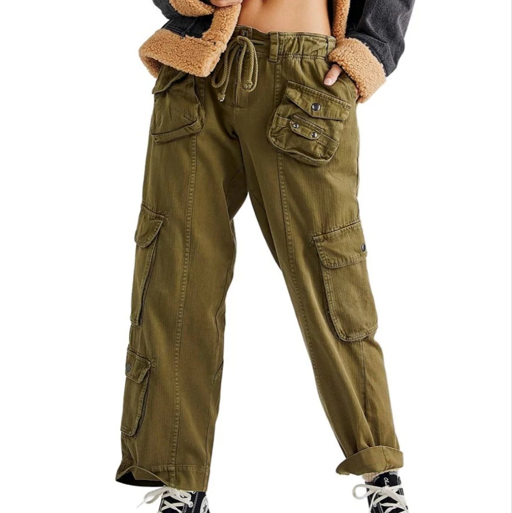 Free People Tahiti Cargo Pants - Dried Herb - M